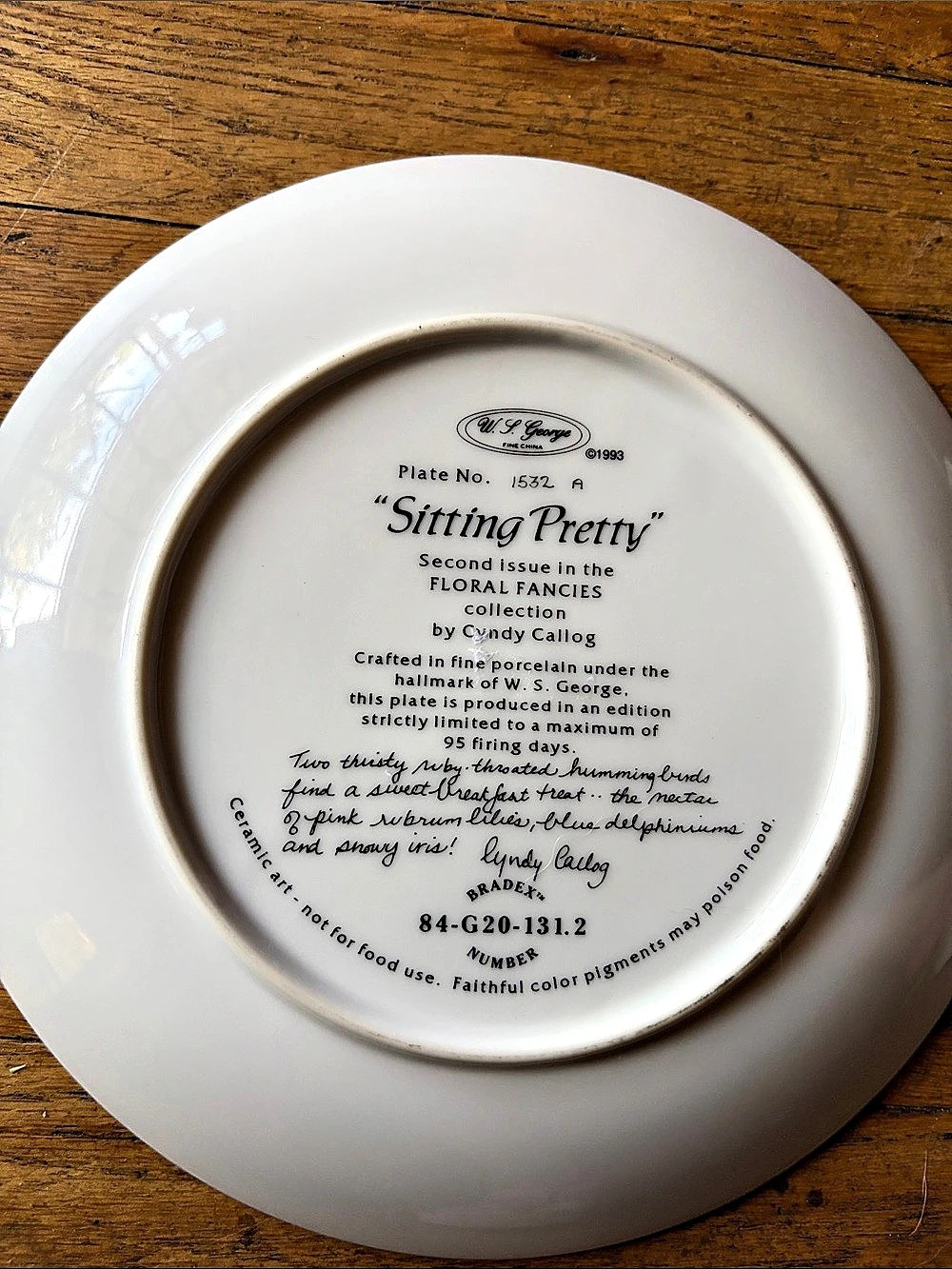 W.S. George Floral Fancies collection Floral Decorative Plates Blue & Pink - Picture 2 of 3